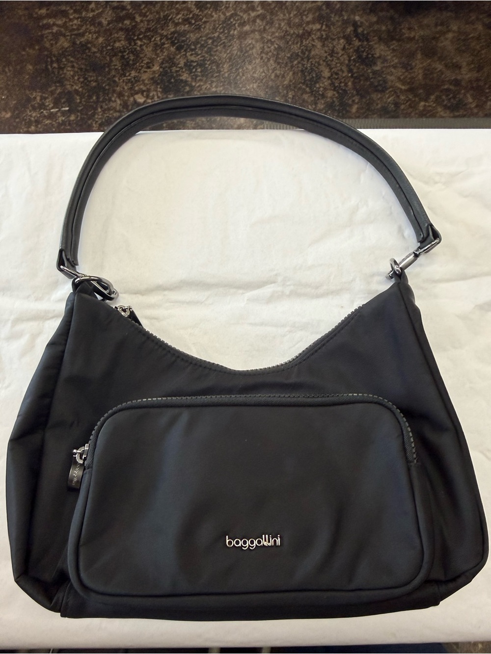 Baggallini Savannah Black Twill Convertible Crossbody Shoulder Bag RFID
